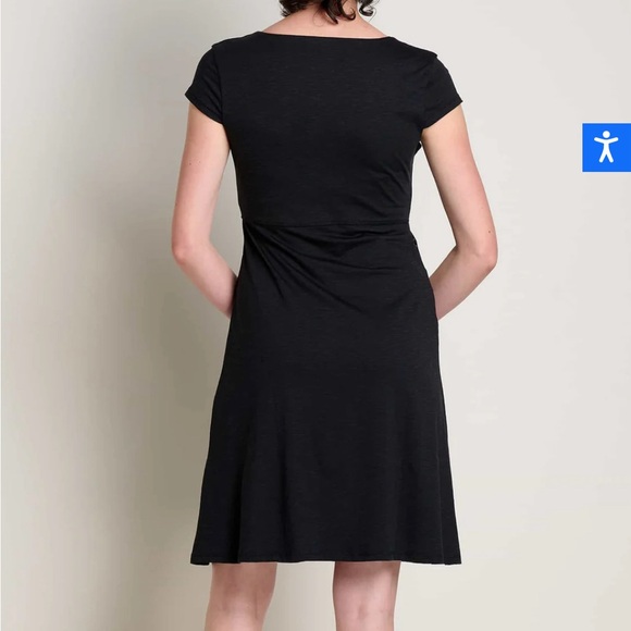 Toad&Co | AMELIA SHORT SLEEVE DRESS BLACK FLOWER PRINT women’s L - Picture 9 of 12